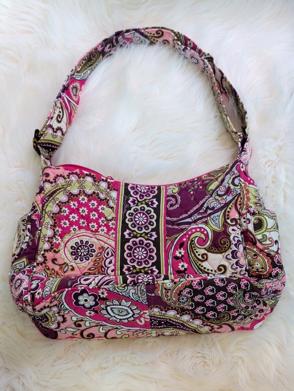 Vera Bradley Vintage Y2K Very Berry Quilted Paisley Shoulder Bag Pink and Purple